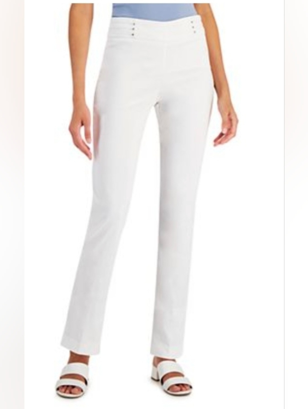JM Collection White Rivet Size S Short Slim-Leg Pull-On Pants